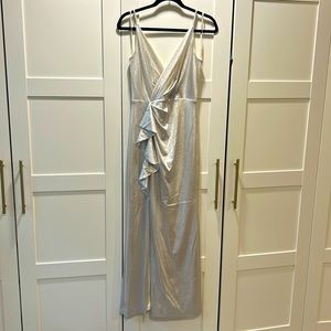 Eliza J. Silver Waterfall Ruffle Maxi Dress